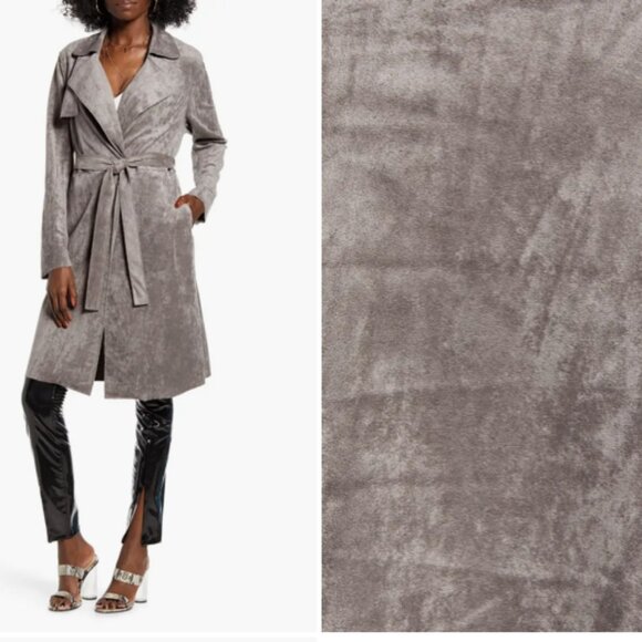 BLANKNYC Belted Faux Suede Trench Coat XS - Picture 2 of 3